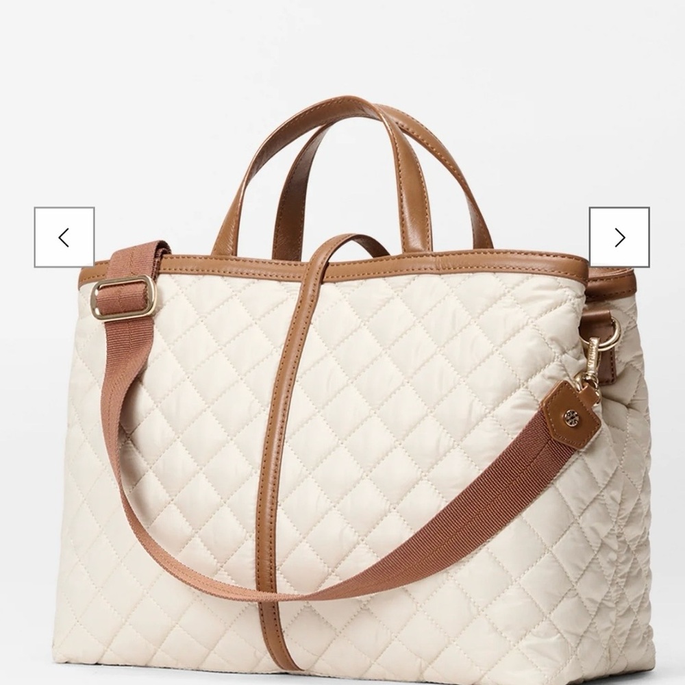 MZ Wallace Quilted Sandshell Tote with Brown Trim - Picture 4 of 10